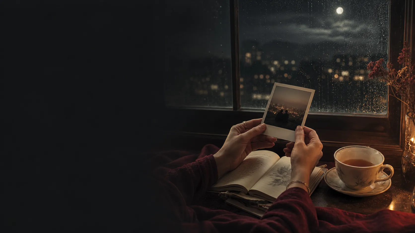 A photograph kept beside a journal
